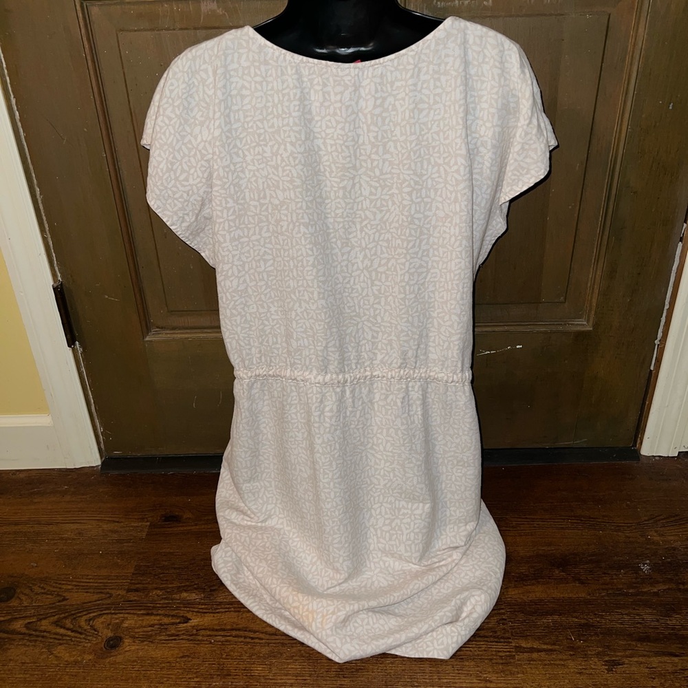 Merona Cream Linen Blend Casual Front Tie Short Sleeve Midi Dress Size 18 - Picture 3 of 14